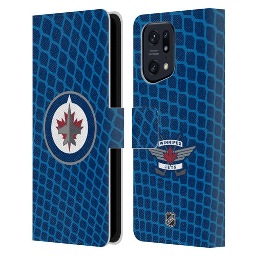 NHL Winnipeg Jets Net Pattern Leather Book Wallet Case Cover For OPPO Find X5 Pro