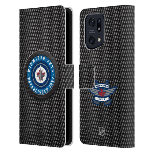 NHL Winnipeg Jets Puck Texture Leather Book Wallet Case Cover For OPPO Find X5 Pro
