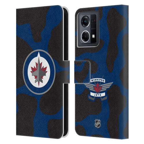 NHL Winnipeg Jets Cow Pattern Leather Book Wallet Case Cover For OPPO Reno8 4G