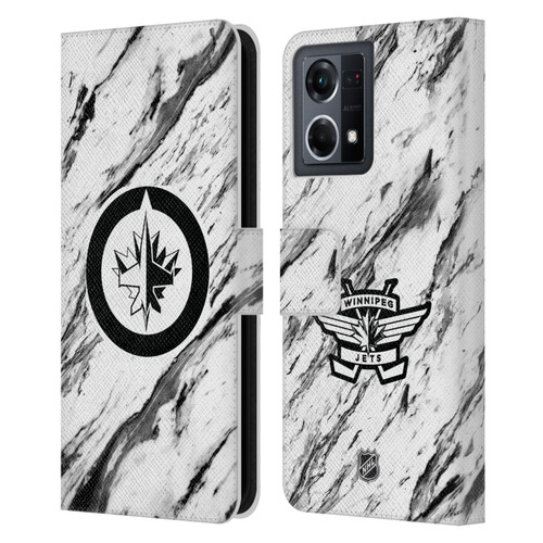 NHL Winnipeg Jets Marble Leather Book Wallet Case Cover For OPPO Reno8 4G