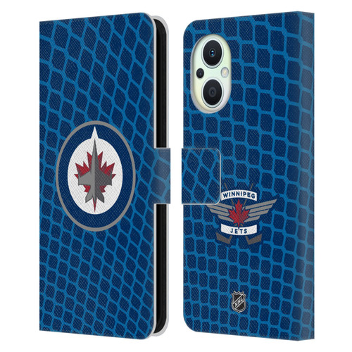 NHL Winnipeg Jets Net Pattern Leather Book Wallet Case Cover For OPPO Reno8 Lite