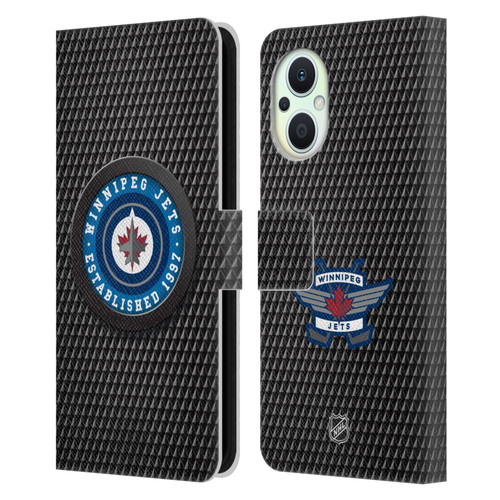 NHL Winnipeg Jets Puck Texture Leather Book Wallet Case Cover For OPPO Reno8 Lite