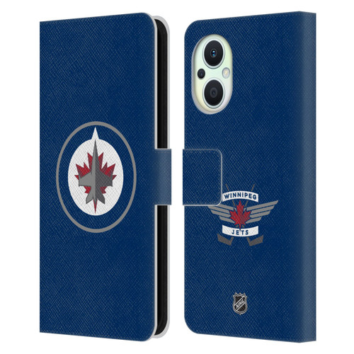 NHL Winnipeg Jets Plain Leather Book Wallet Case Cover For OPPO Reno8 Lite