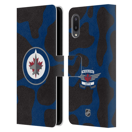 NHL Winnipeg Jets Cow Pattern Leather Book Wallet Case Cover For Samsung Galaxy A02/M02 (2021)