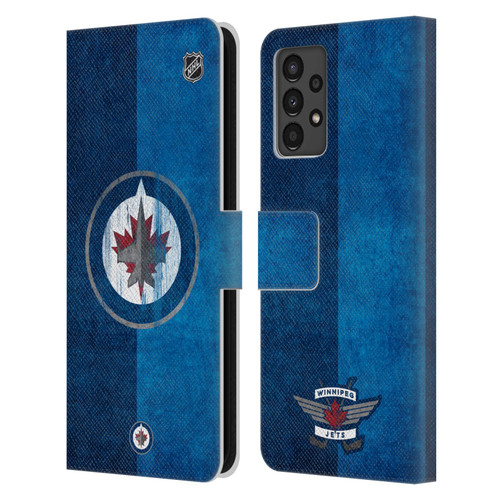 NHL Winnipeg Jets Half Distressed Leather Book Wallet Case Cover For Samsung Galaxy A13 (2022)