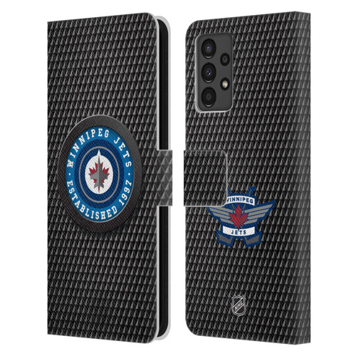 NHL Winnipeg Jets Puck Texture Leather Book Wallet Case Cover For Samsung Galaxy A13 (2022)