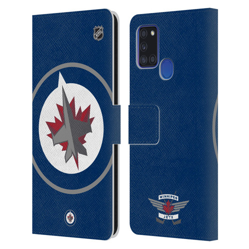 NHL Winnipeg Jets Oversized Leather Book Wallet Case Cover For Samsung Galaxy A21s (2020)