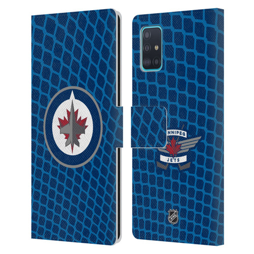 NHL Winnipeg Jets Net Pattern Leather Book Wallet Case Cover For Samsung Galaxy A51 (2019)