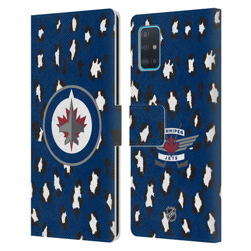 NHL Winnipeg Jets Leopard Patten Leather Book Wallet Case Cover For Samsung Galaxy A51 (2019)