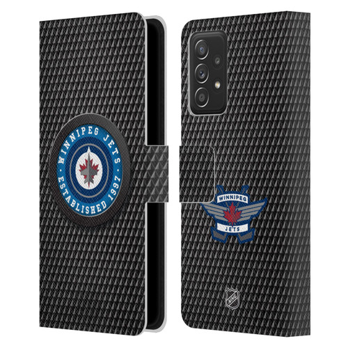 NHL Winnipeg Jets Puck Texture Leather Book Wallet Case Cover For Samsung Galaxy A52 / A52s / 5G (2021)