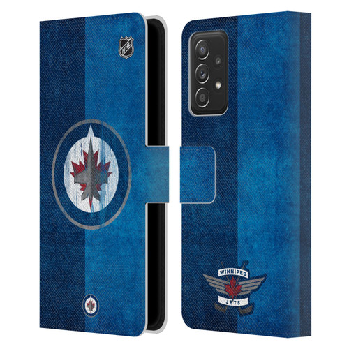 NHL Winnipeg Jets Half Distressed Leather Book Wallet Case Cover For Samsung Galaxy A53 5G (2022)