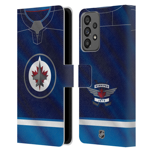 NHL Winnipeg Jets Jersey Leather Book Wallet Case Cover For Samsung Galaxy A73 5G (2022)