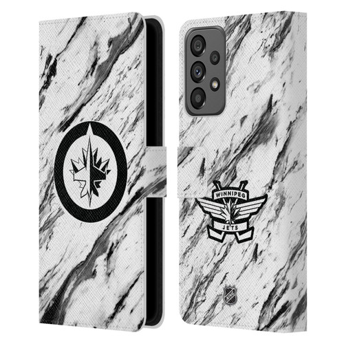 NHL Winnipeg Jets Marble Leather Book Wallet Case Cover For Samsung Galaxy A73 5G (2022)