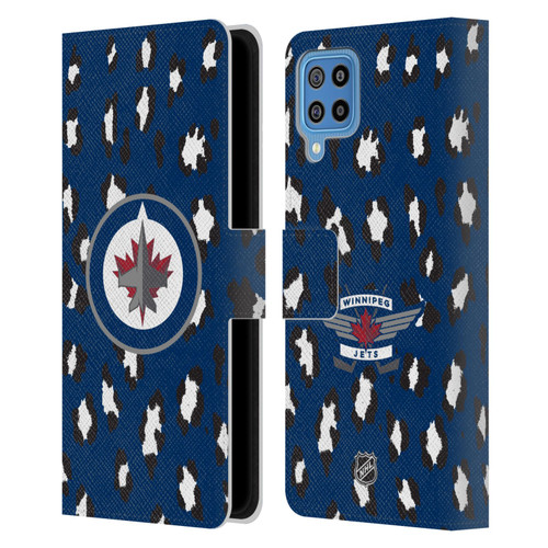 NHL Winnipeg Jets Leopard Patten Leather Book Wallet Case Cover For Samsung Galaxy F22 (2021)