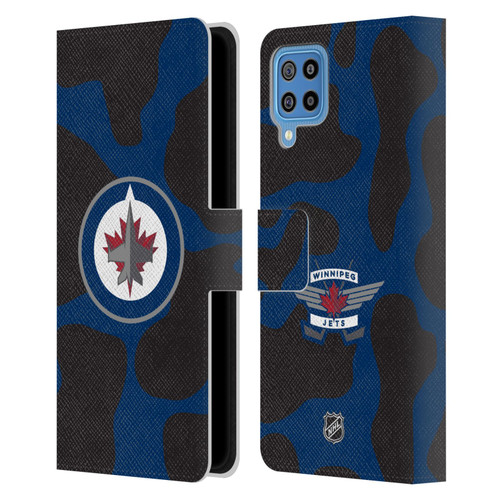 NHL Winnipeg Jets Cow Pattern Leather Book Wallet Case Cover For Samsung Galaxy F22 (2021)