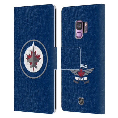 NHL Winnipeg Jets Plain Leather Book Wallet Case Cover For Samsung Galaxy S9