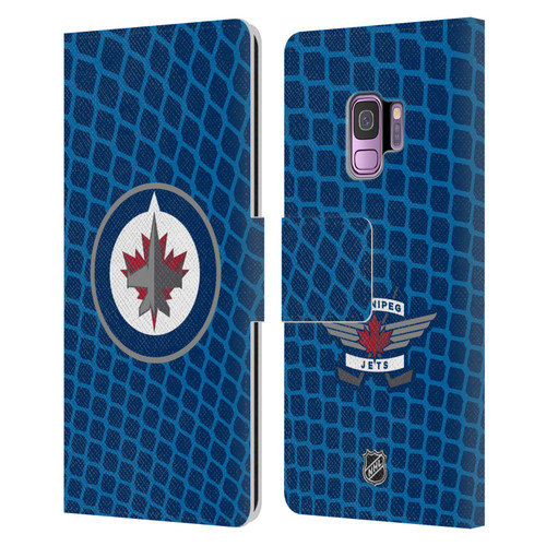 NHL Winnipeg Jets Net Pattern Leather Book Wallet Case Cover For Samsung Galaxy S9
