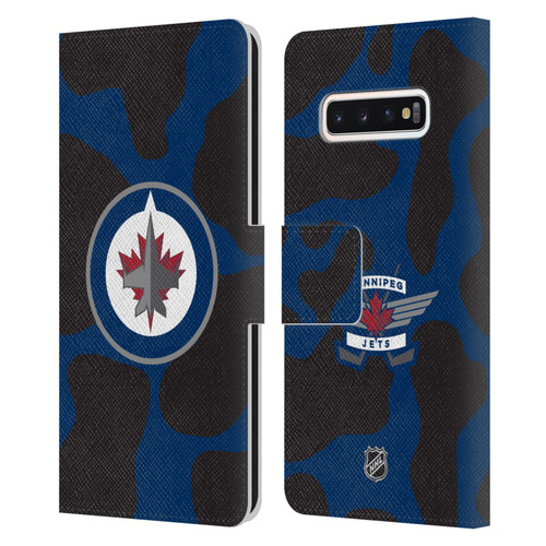 NHL Winnipeg Jets Cow Pattern Leather Book Wallet Case Cover For Samsung Galaxy S10