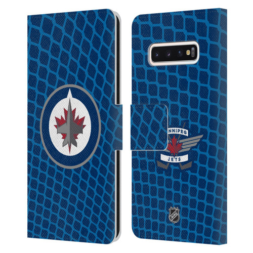 NHL Winnipeg Jets Net Pattern Leather Book Wallet Case Cover For Samsung Galaxy S10