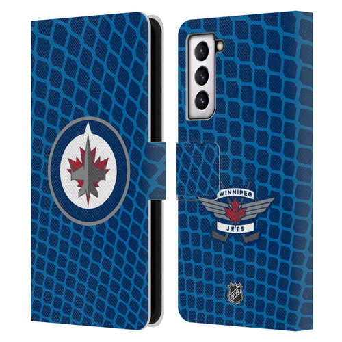 NHL Winnipeg Jets Net Pattern Leather Book Wallet Case Cover For Samsung Galaxy S21 5G