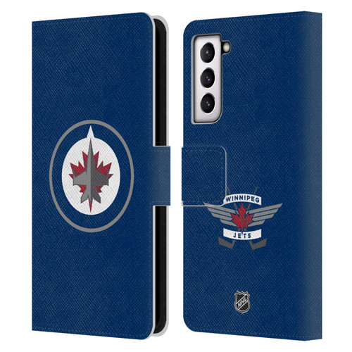 NHL Winnipeg Jets Plain Leather Book Wallet Case Cover For Samsung Galaxy S21 5G