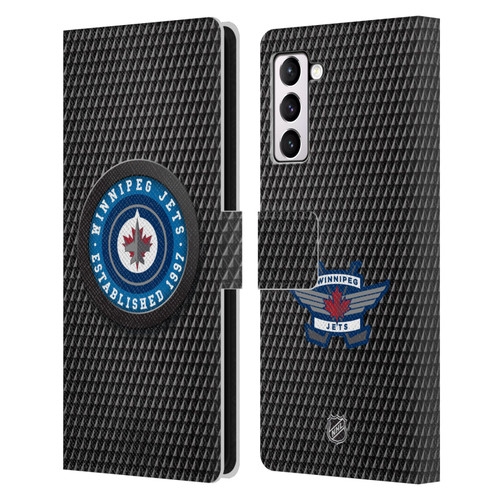 NHL Winnipeg Jets Puck Texture Leather Book Wallet Case Cover For Samsung Galaxy S21+ 5G