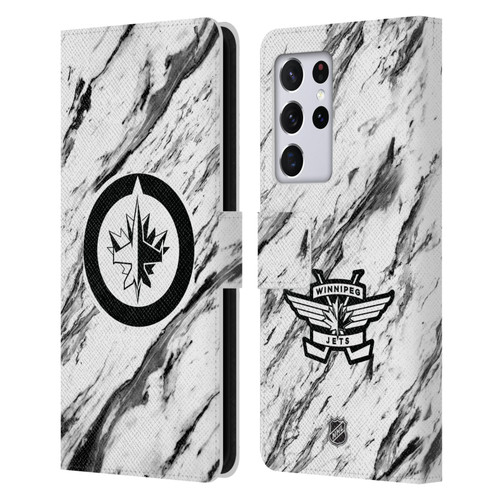 NHL Winnipeg Jets Marble Leather Book Wallet Case Cover For Samsung Galaxy S21 Ultra 5G