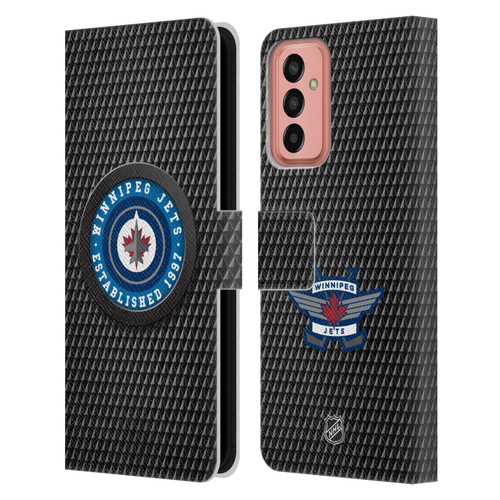 NHL Winnipeg Jets Puck Texture Leather Book Wallet Case Cover For Samsung Galaxy M13 (2022)
