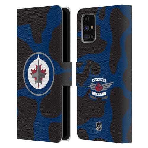 NHL Winnipeg Jets Cow Pattern Leather Book Wallet Case Cover For Samsung Galaxy M31s (2020)