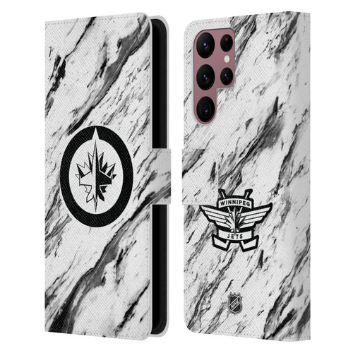 NHL Winnipeg Jets Marble Leather Book Wallet Case Cover For Samsung Galaxy S22 Ultra 5G