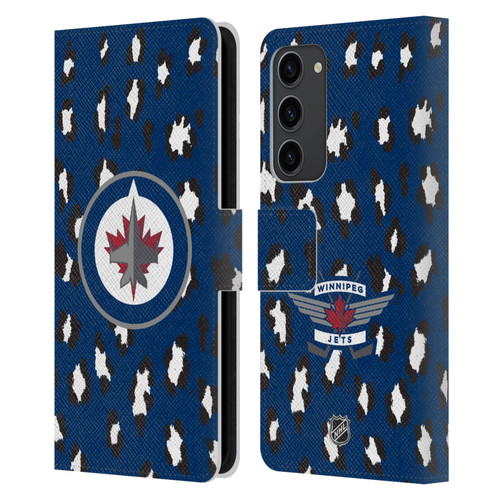 NHL Winnipeg Jets Leopard Patten Leather Book Wallet Case Cover For Samsung Galaxy S23+ 5G