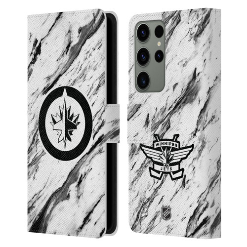 NHL Winnipeg Jets Marble Leather Book Wallet Case Cover For Samsung Galaxy S23 Ultra 5G