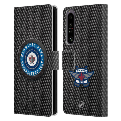 NHL Winnipeg Jets Puck Texture Leather Book Wallet Case Cover For Sony Xperia 1 IV