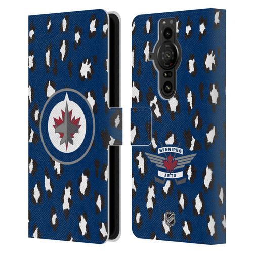 NHL Winnipeg Jets Leopard Patten Leather Book Wallet Case Cover For Sony Xperia Pro-I