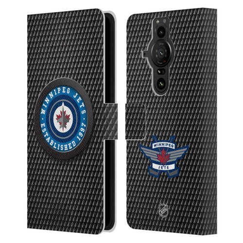 NHL Winnipeg Jets Puck Texture Leather Book Wallet Case Cover For Sony Xperia Pro-I