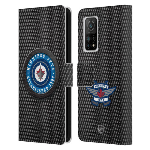 NHL Winnipeg Jets Puck Texture Leather Book Wallet Case Cover For Xiaomi Mi 10T 5G