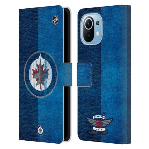 NHL Winnipeg Jets Half Distressed Leather Book Wallet Case Cover For Xiaomi Mi 11