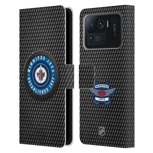 NHL Winnipeg Jets Puck Texture Leather Book Wallet Case Cover For Xiaomi Mi 11 Ultra