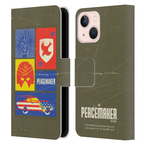 Peacemaker: Television Series Graphics Icons Leather Book Wallet Case Cover For Apple iPhone 13 Mini