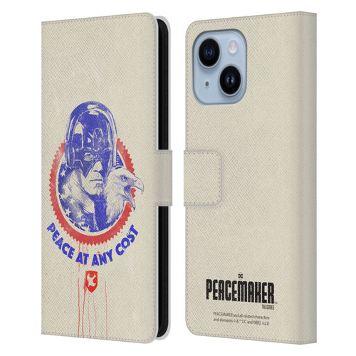 Peacemaker: Television Series Graphics Christopher Smith & Eagly Leather Book Wallet Case Cover For Apple iPhone 14 Plus