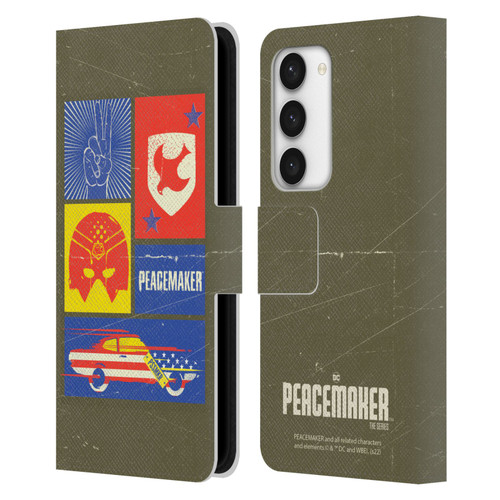 Peacemaker: Television Series Graphics Icons Leather Book Wallet Case Cover For Samsung Galaxy S23 5G