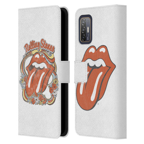 The Rolling Stones Graphics Flowers Tongue Leather Book Wallet Case Cover For HTC Desire 21 Pro 5G