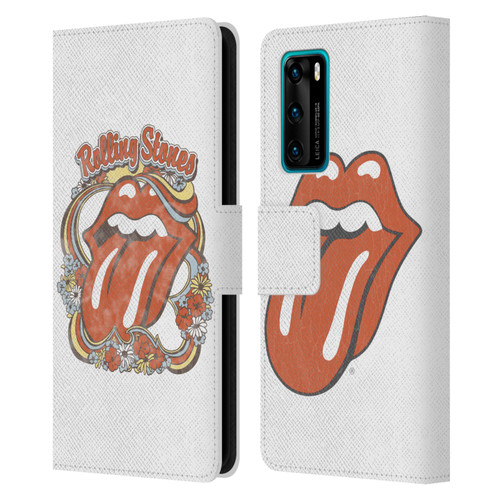 The Rolling Stones Graphics Flowers Tongue Leather Book Wallet Case Cover For Huawei P40 5G