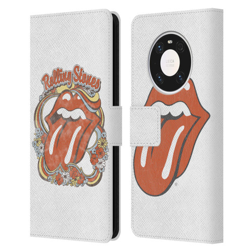 The Rolling Stones Graphics Flowers Tongue Leather Book Wallet Case Cover For Huawei Mate 40 Pro 5G
