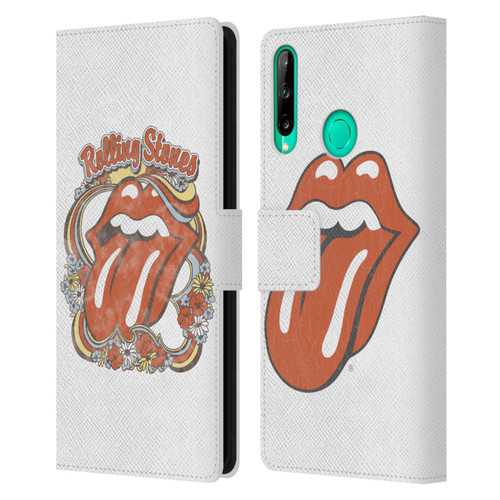 The Rolling Stones Graphics Flowers Tongue Leather Book Wallet Case Cover For Huawei P40 lite E