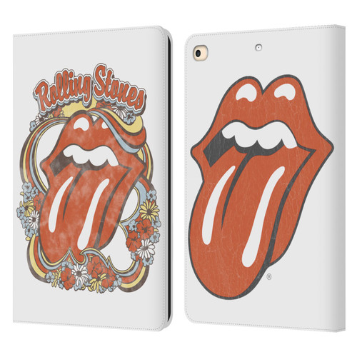 The Rolling Stones Graphics Flowers Tongue Leather Book Wallet Case Cover For Apple iPad 9.7 2017 / iPad 9.7 2018