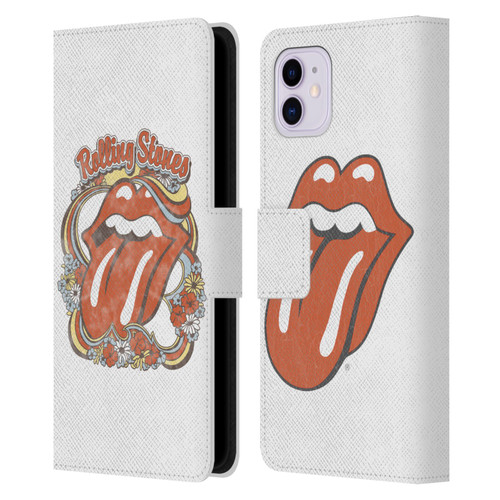 The Rolling Stones Graphics Flowers Tongue Leather Book Wallet Case Cover For Apple iPhone 11