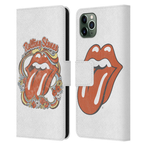 The Rolling Stones Graphics Flowers Tongue Leather Book Wallet Case Cover For Apple iPhone 11 Pro Max