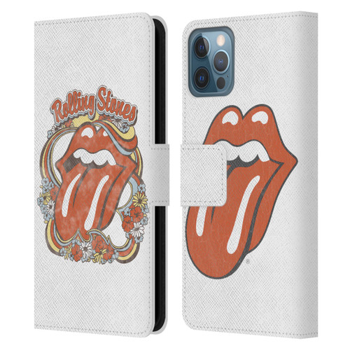 The Rolling Stones Graphics Flowers Tongue Leather Book Wallet Case Cover For Apple iPhone 12 / iPhone 12 Pro