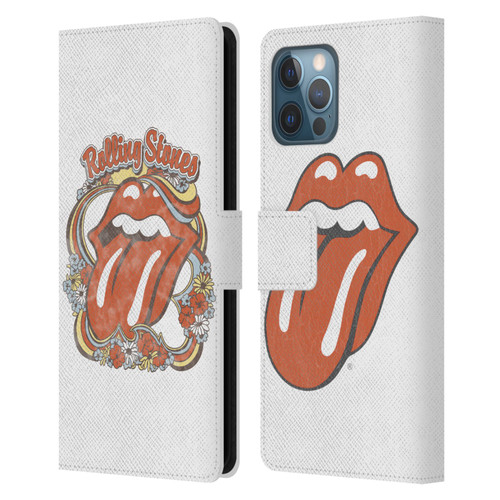 The Rolling Stones Graphics Flowers Tongue Leather Book Wallet Case Cover For Apple iPhone 12 Pro Max